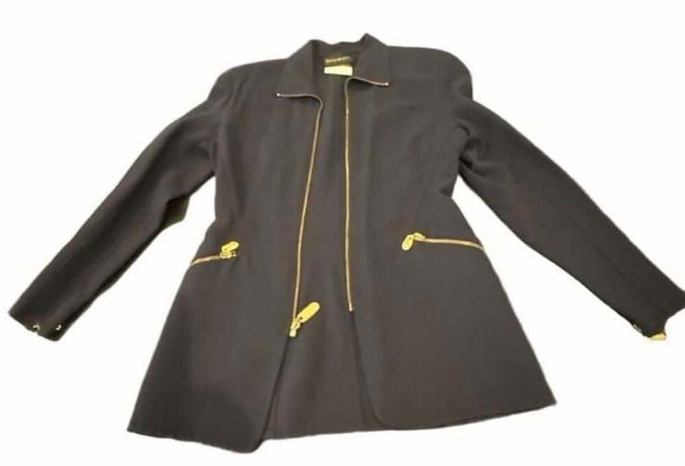Donna Karan Bergdorf Goodman Hand Made Italy Zip-Front Tailored Jacket VINTAGE M